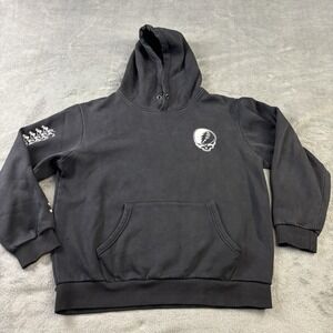 Grateful Dead‎ Black Hoodie Sweater Mens L Graphic Skull Floral Streetwear Goth